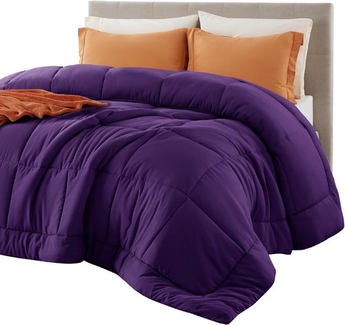 Bedsure Comforter Duvet Insert - All-Season Queen Size Quilted Down Alternative Blanket, Purple 88 x 88 Inches