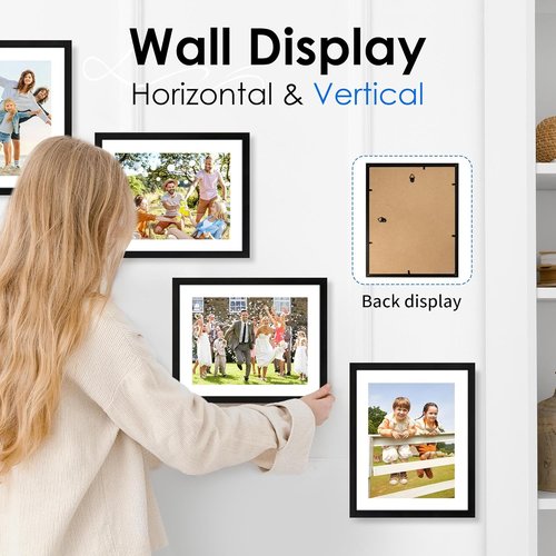 FIXSMITH 8.5x11 Picture Frame Set of 2 - HD Plexiglass for 6x8 or 8.5x11 Photos | Black Wall Decor