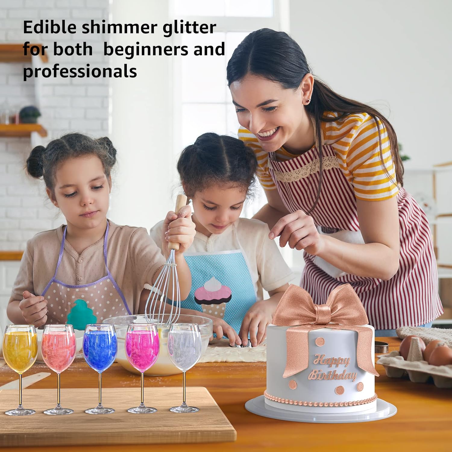 Skiennix Edible Glitter Spray - Food Grade Rose Gold Glitter for Drinks, Cakes, and Cupcakes