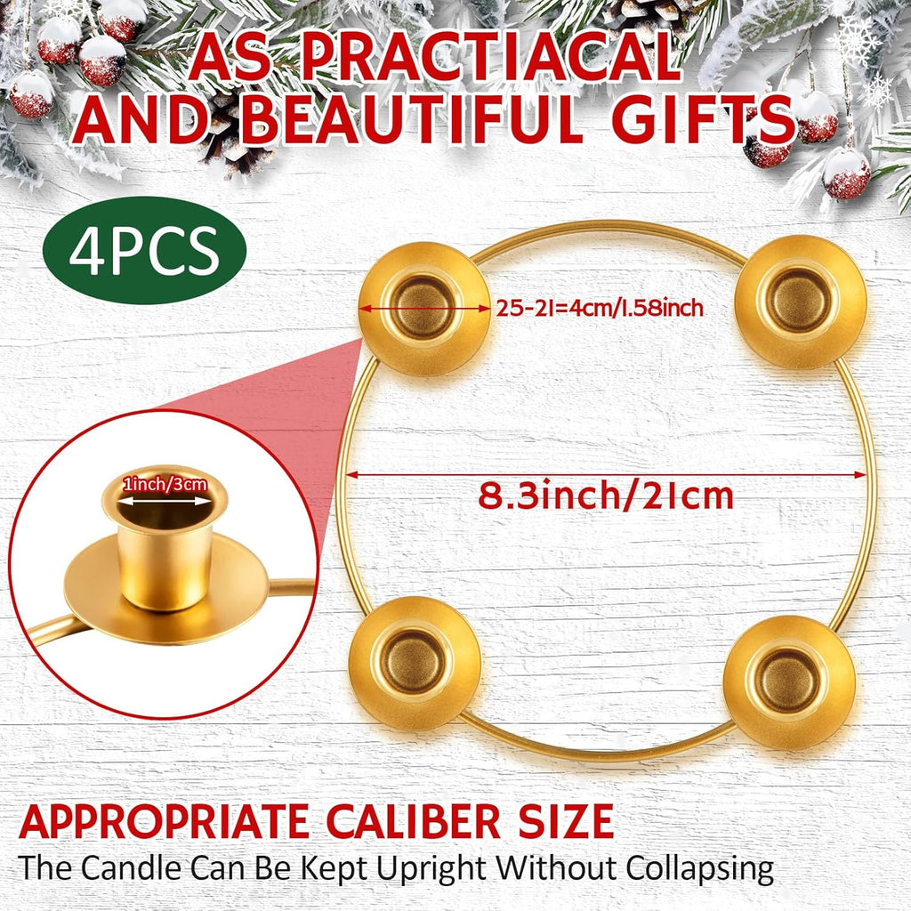 Regine Switzerland Christmas Advent Wreath Ring - Gold Metal Candle Holder Set of 4