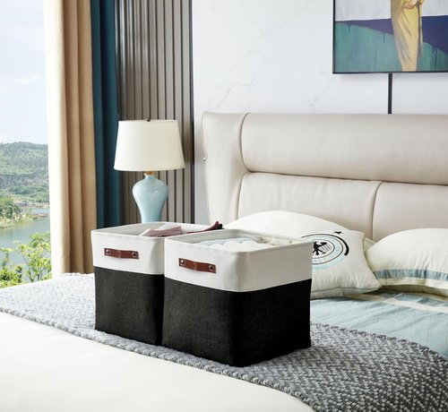 DECOMOMO Storage Cubes - 11x11 Cube Storage Bins for Shelves | Black & White - 4 Pack