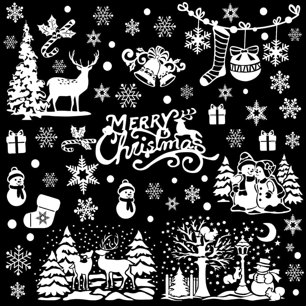 SULOLI Christmas Window Clings - 141 Static Snowflake Stickers for Festive Decor | 8 Sheets