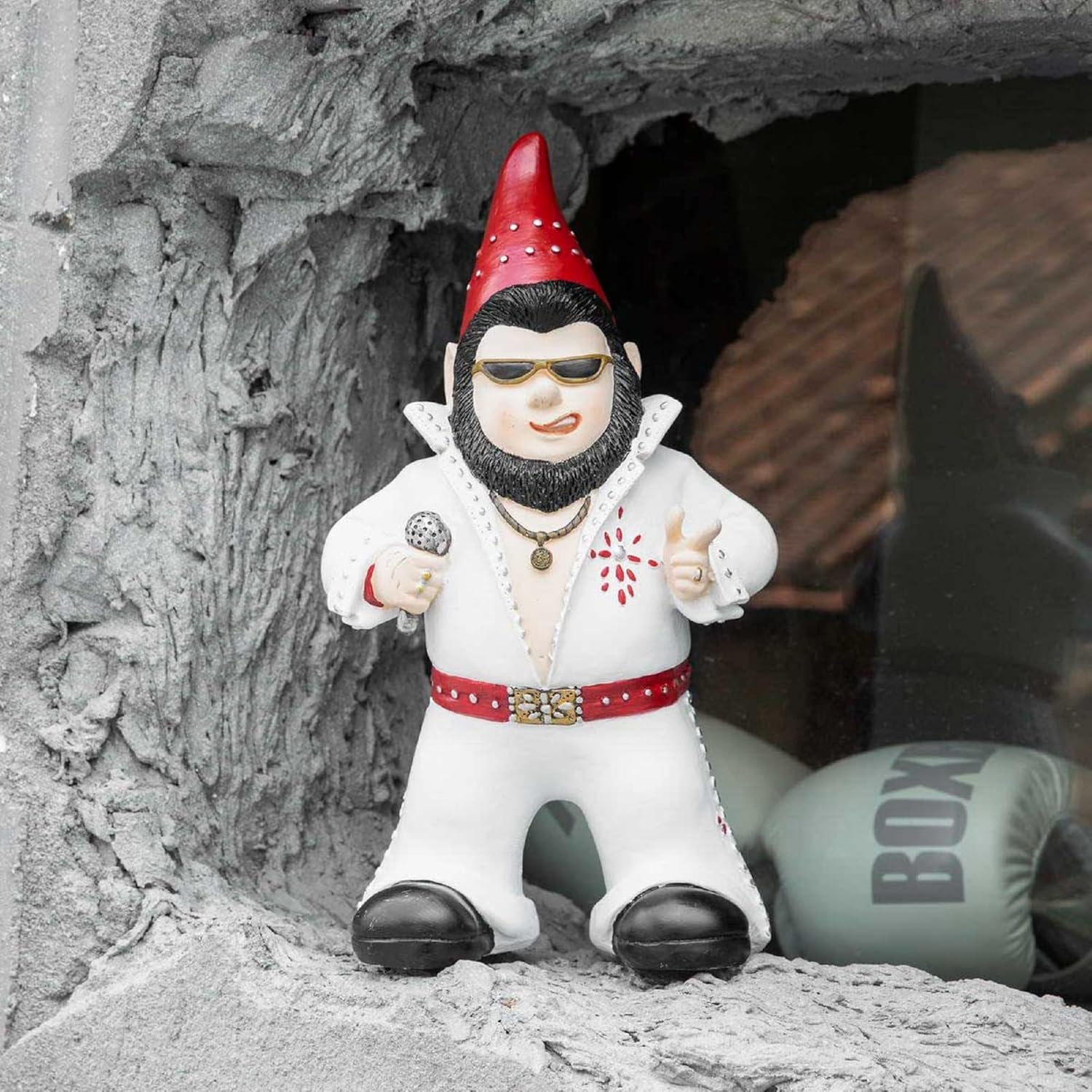 Singer Gnome Garden Statue - Large Outdoor Resin Dwarf Figurine for Unique Home Decor | Funny Patio Ornament
