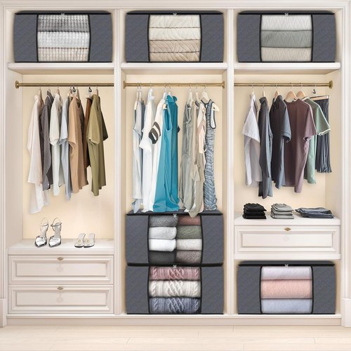 Fab Totes Storage Bags - Foldable Closet Organizers with Reinforced Handles | Ideal for Clothes & Blankets