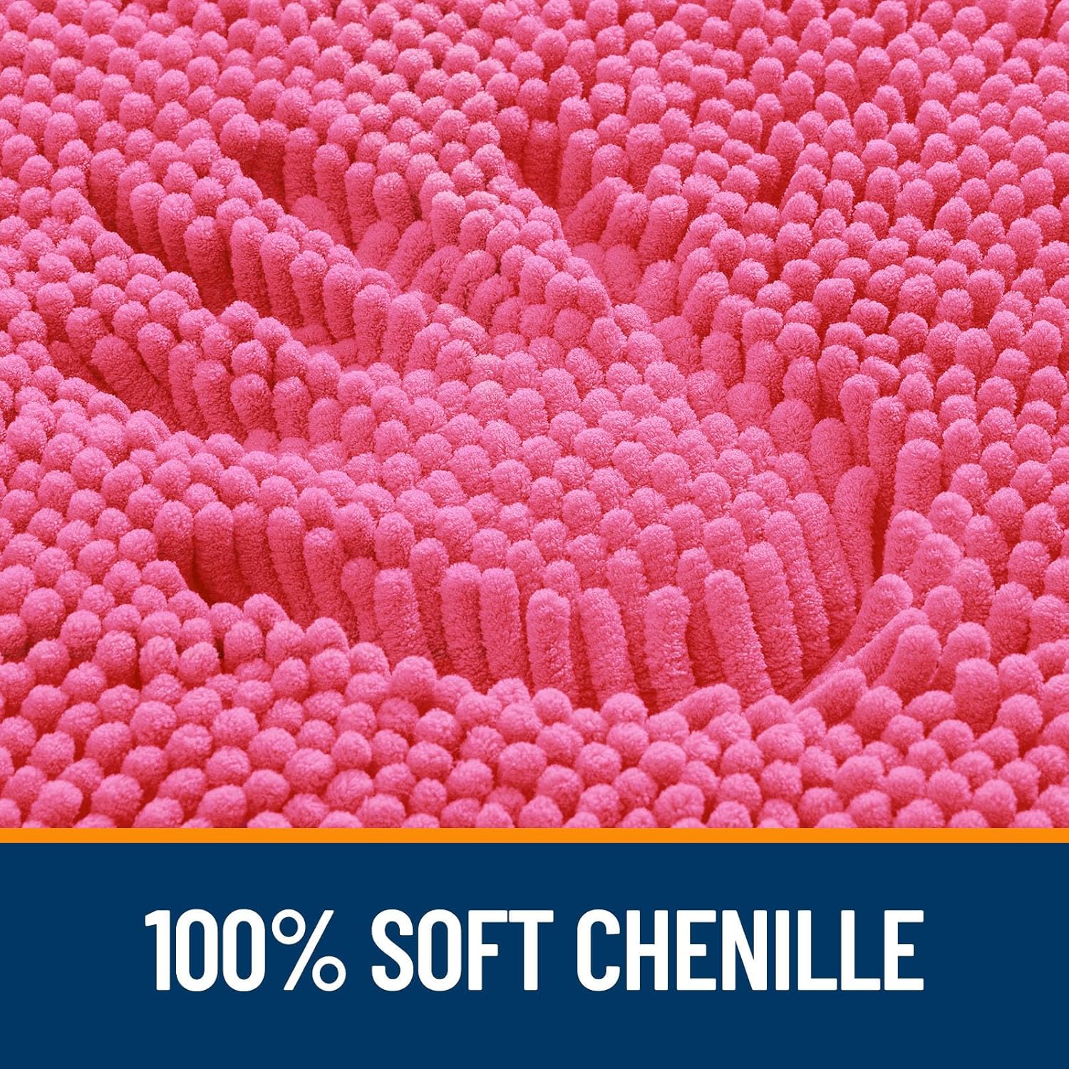 OLANLY Bath Rugs - Extra Soft Chenille, Quick Dry & Machine Washable | 36x24 Hot Pink Bathroom Mats