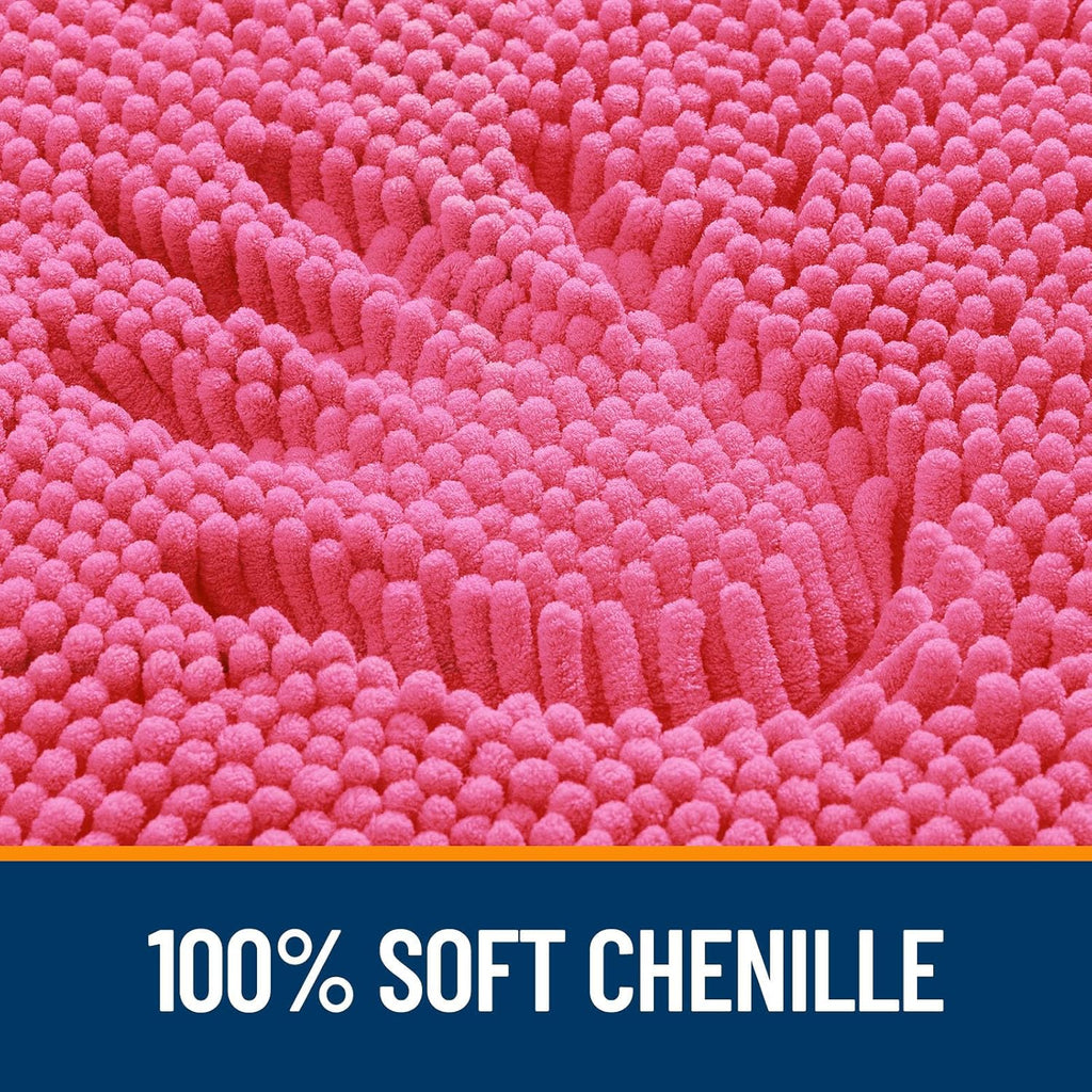 OLANLY Bathroom Runner Rugs - Soft Absorbent Chenille Mats with Rubber Backing | 47x20, Hot Pink