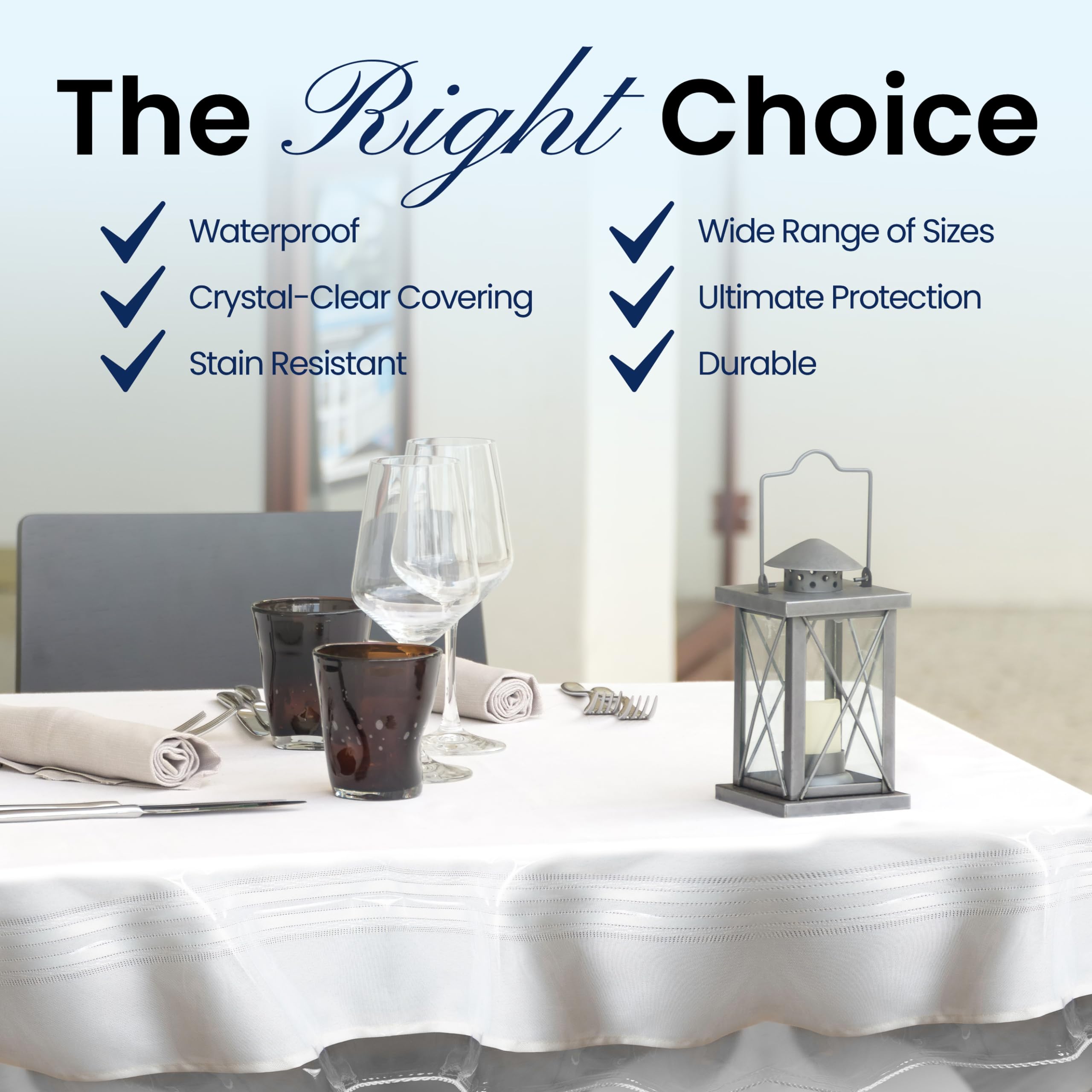 SNDecor Indoor Outdoor Heavy Duty Premium Crystal Clear Vinyl Tablecloth, Waterproof Wipeable Plastic Protector Cover for Tables (White Lace, 60" x 108")