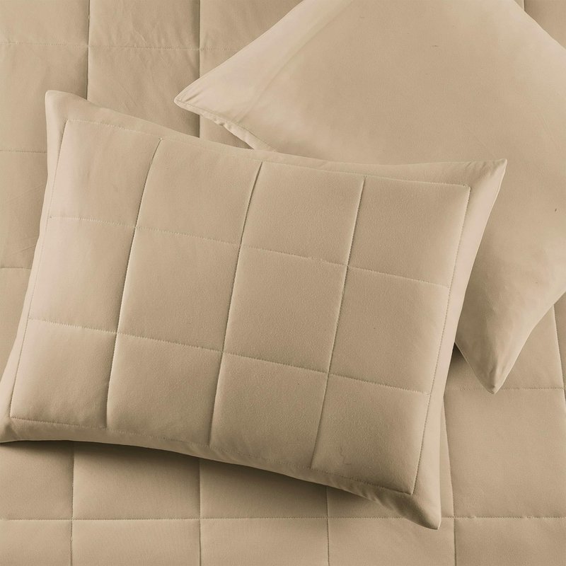 Wonderful Khaki Quilt Set King Size, 3 Piece Breathable Lightweight Jersey Knit Bedspread for All Seasons, Cooling Ultra-Soft Modern Coverlet Bedding Set for Hot Sleepers, 104"x94"
