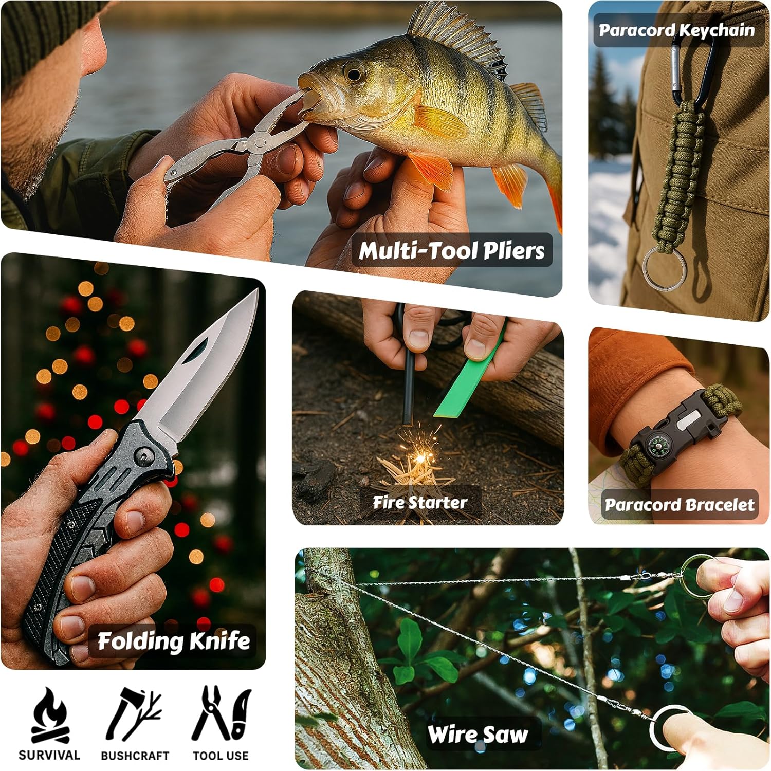 Survival Kit Advent Calendar 2025 for Men - 24 Days of Essential Outdoor Tools | Perfect Xmas Gift for Camping, Fishing, and Hiking Enthusiasts