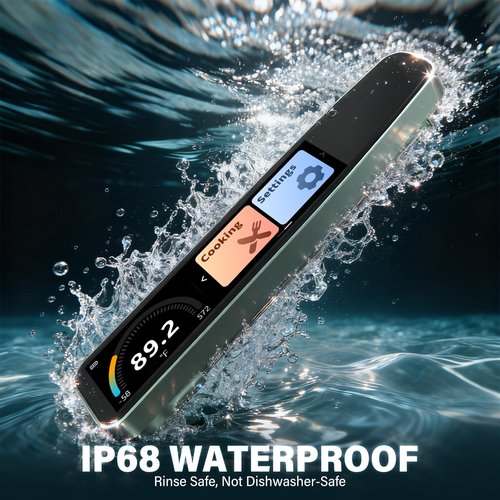 AWLKIM 0.5s Instant Read Smart Meat Thermometer Digital, 3.8″ HD Touchscreen with Temp-OS, Professional Kitchen Food Thermometer for Cooking, Grill, BBQ | ±0.5°F, −58–572°F, IP68, USB-C Rechargeable
