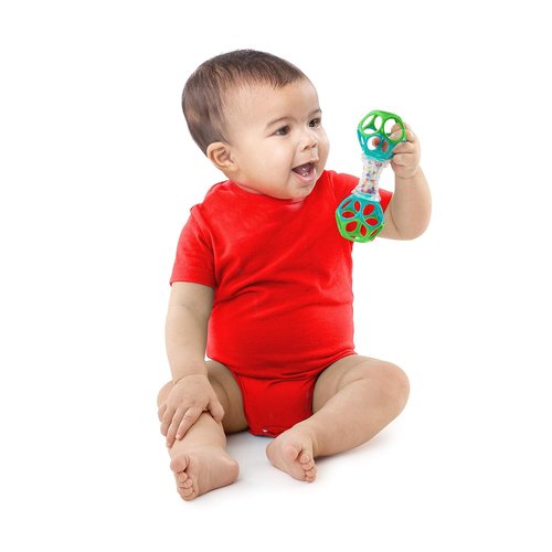 Bright Starts Oball Shaker Rattle Toy - Engaging Sensory Play for Newborns and Up
