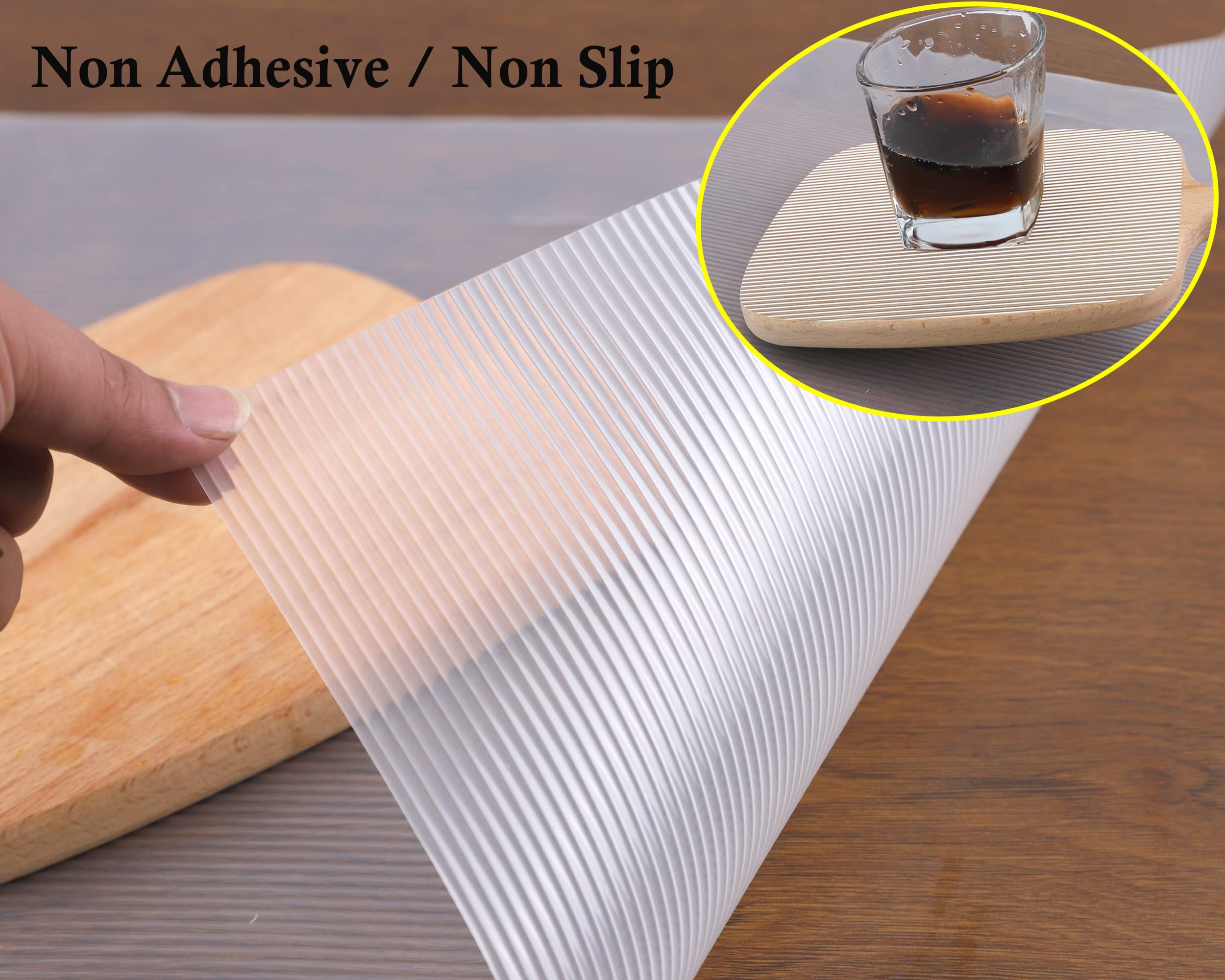 Shelf Liners for Kitchen Cabinets 18 Inch Wide X 20 Ft Non Adhesive Cabinet Drawer Liners Non Slip Clear Waterproof Shelves Liners for Refrigerator Closet Cupboard Pantry Mat Kitchen Bathroom