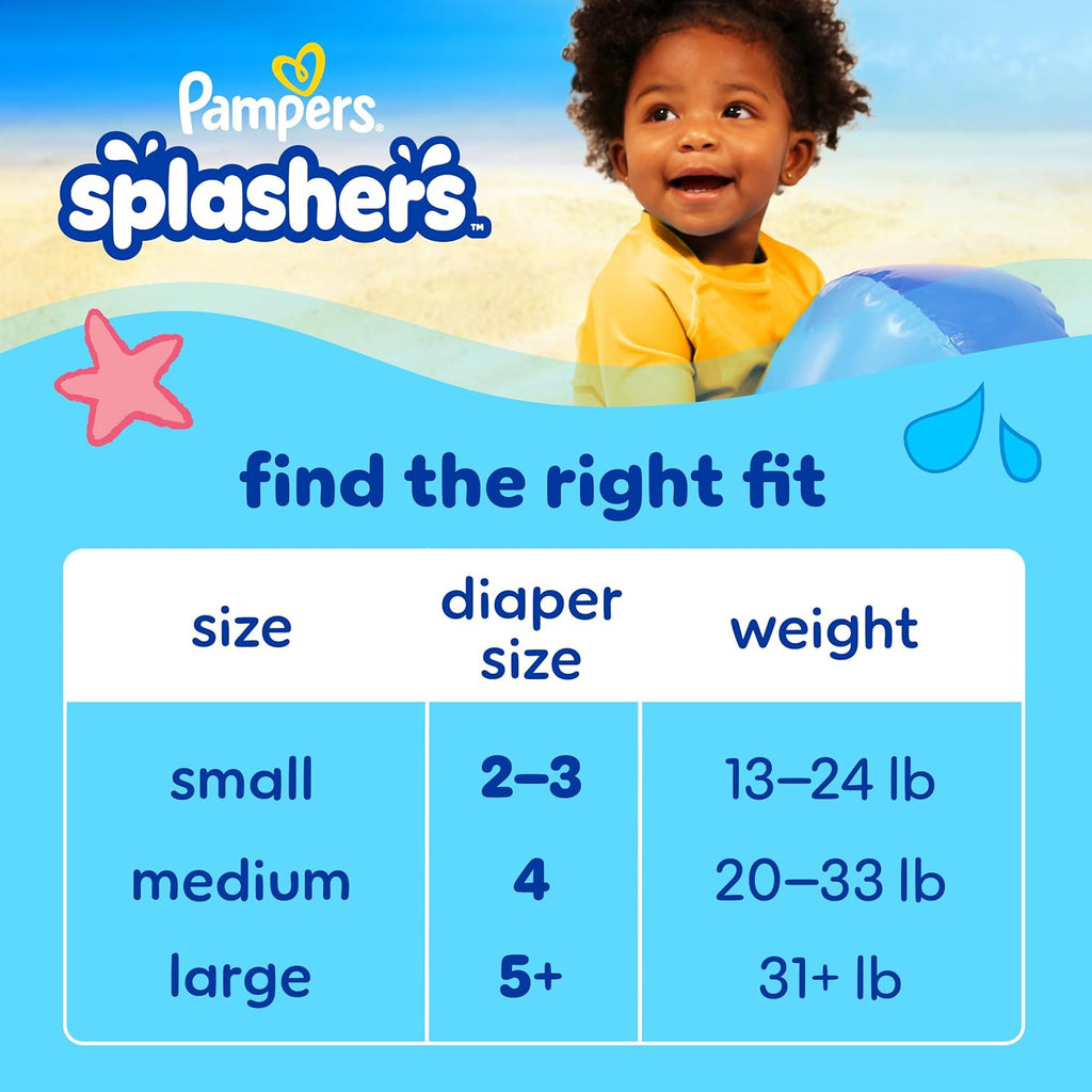 Pampers Swim Diapers - Splashers Size 4 | 18 Count Gap-Free Disposable Baby Swimming Pants