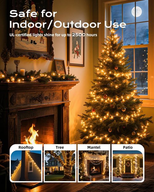 Brightown Christmas Lights - 100-Count Mini String Lights | 20ft Clear Incandescent Bulbs for Indoor Holiday Decor