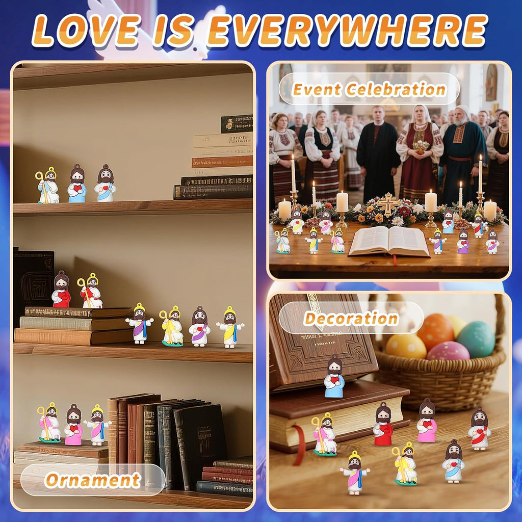 Skiennix Mini Jesus Figurines - 60PCS Easter Basket Stuffers | Tiny Pocket-Sized Jesus Figures