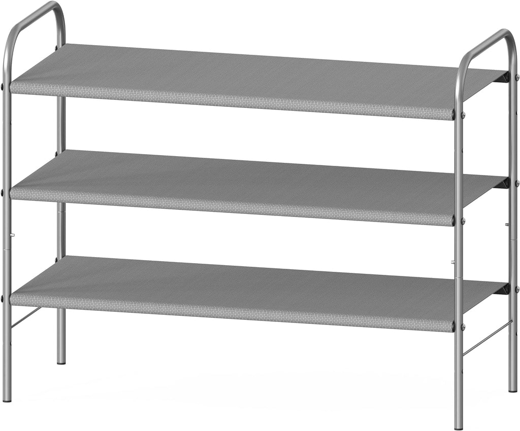 Simple Houseware 3-Tier Shoe Rack - Space-Saving Organizer for 9-16 Pairs | Sturdy Metal Frame, Easy Assembly, Grey