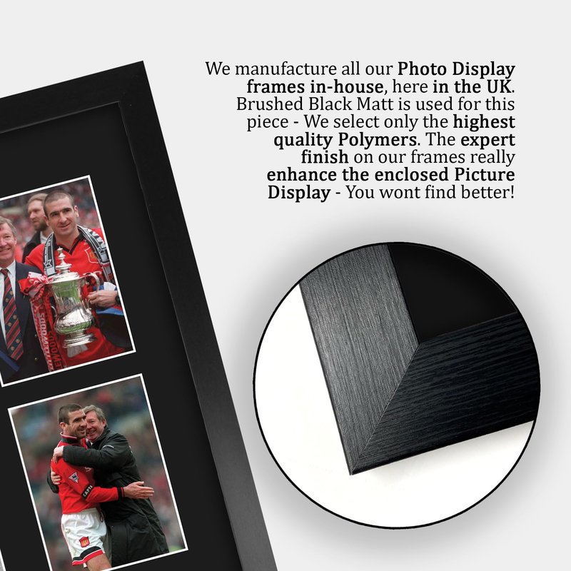 HWC Trading Sir Alex Ferguson & Eric Cantona Printed Memorabilia Signed Autograph Photograph Display for Football Fans and Supporters - 16" x 12" Framed