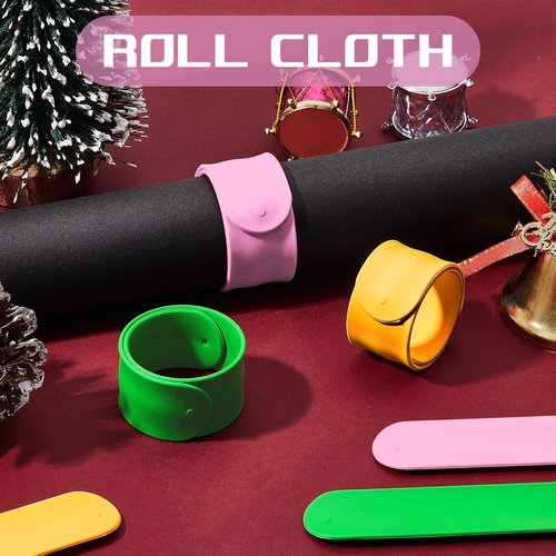 Charniol Wrapping Paper Roll Holder - 12-Piece Silicone Covered Metal Strips for Organized Gift Storage | 1 x 9 Inch (Green, Yellow, Pink)