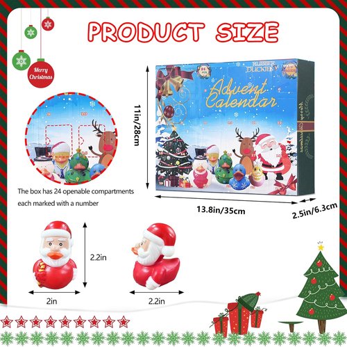 2025 Advent Calendar Rubber Ducks - 24 Days of Fun Christmas Countdown for Kids | Perfect Party Favors