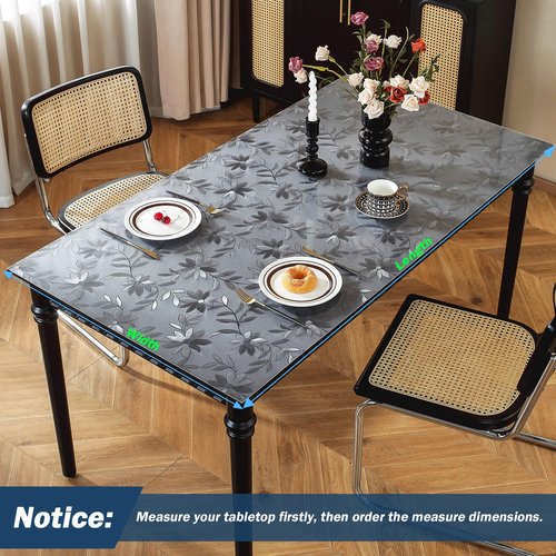 OstepDecor Floral Table Protector 40 x 80 Inch, 1.5mm Thick Plastic Table Cover, Waterproof Dining Tabletop Protector Rectangle Vinyl Tablecloth PVC Desk Pad Mat for Kitchen, Wooden Table