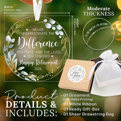 HEXMOZ Retirement Gift Ornament - Unique 2026 Keepsake for Women & Men | Perfect for Coworkers, Bosses, Teachers, Nurses
