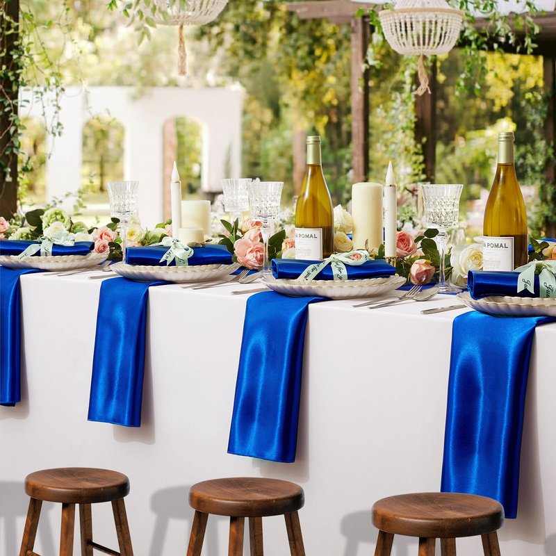 KKJIAF 50 Pack Royal Blue Square Satin Napkins 17x17 Inch Soft Smooth Cloth Napkins，Silky Table Napkin for Wedding Banquet Party Decoration