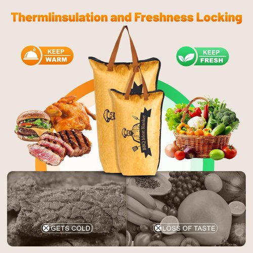 2 Pack BBQ Blanket for Resting Meat, 21&15 Inch Reusable Smoker Meat Resting Blanket with Grilling Guide, Grill Accessories Gifts for Men, Dad