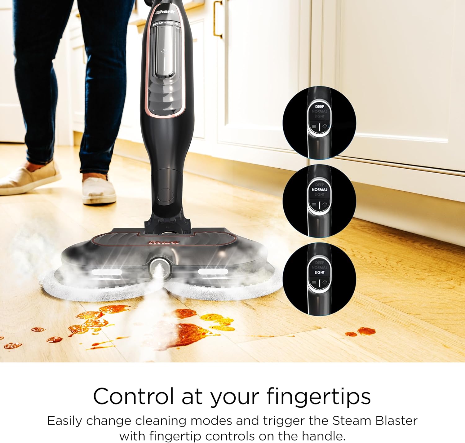 Shark Steam Mop S7201 - Powerful Scrubbing & Sanitizing Cleaner | Gray/Rose Gold Finish