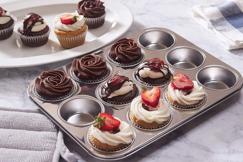 Fox Run Muffin Pan - 12-Cup Stainless Steel Bakeware for Perfect Muffins & Cupcakes