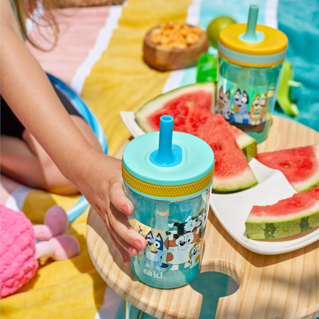 Zak Designs Bluey Kelso Toddler Cups - 15oz Leak-Proof Sippy Cups, 2-Pack for Travel & Home