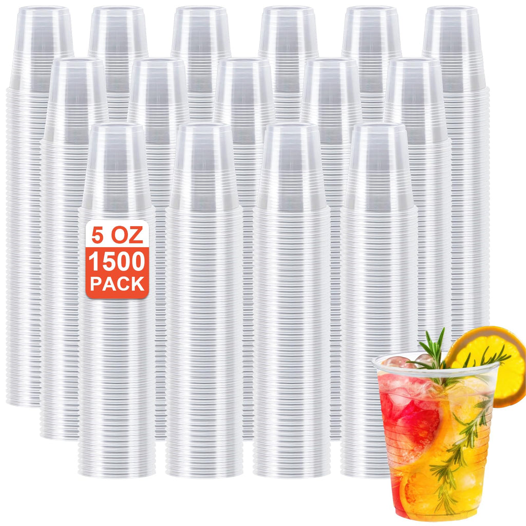 Clawsoff 1500 Pack 5 oz Clear Plastic Cups, Small Bathroom Cup Bulk, Disposable Mouthwash Cup, Cold Party Drinking Cups for Picnics, Ceremonies, Events