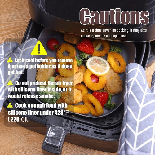 Golden Associate Silicone Liners for Air Fryer - 2 Pcs Non-Stick Reusable Baking Tray | 9" Top Size, 8" Bottom Size