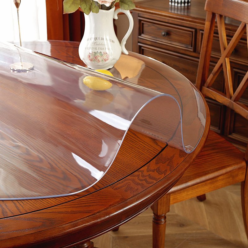 OstepDecor Clear Round Table Protector 60 Inch Thick Clear Table Cover Protector Round, Plastic Waterproof PVC Tablecloth, Vinyl Circle Table Top Protector for Dining Room, Coffee Tabletop