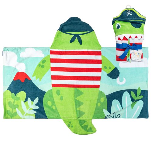 Stephen Joseph, Kids Hooded Bath Beach Towel, Girls and Boys Towel, Swim Pool Cover Up Super Absorbent Cute Characters, Dino Pirate