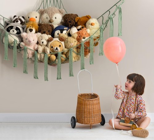 Mirolam Stuffed Animal Storage Hammock - Large Plush Toy Organizer for Nursery & Bedroom Decor
