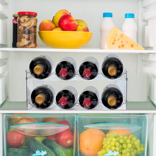 4 Pack Water Bottle Organizer, Large Compartment Stackable Kitchen Pantry Organization and Storage Rack, Plastic Water Bottle Holder for Kitchen Cabinet Organizer and Storage, Tumbler Mug Cup Shelf