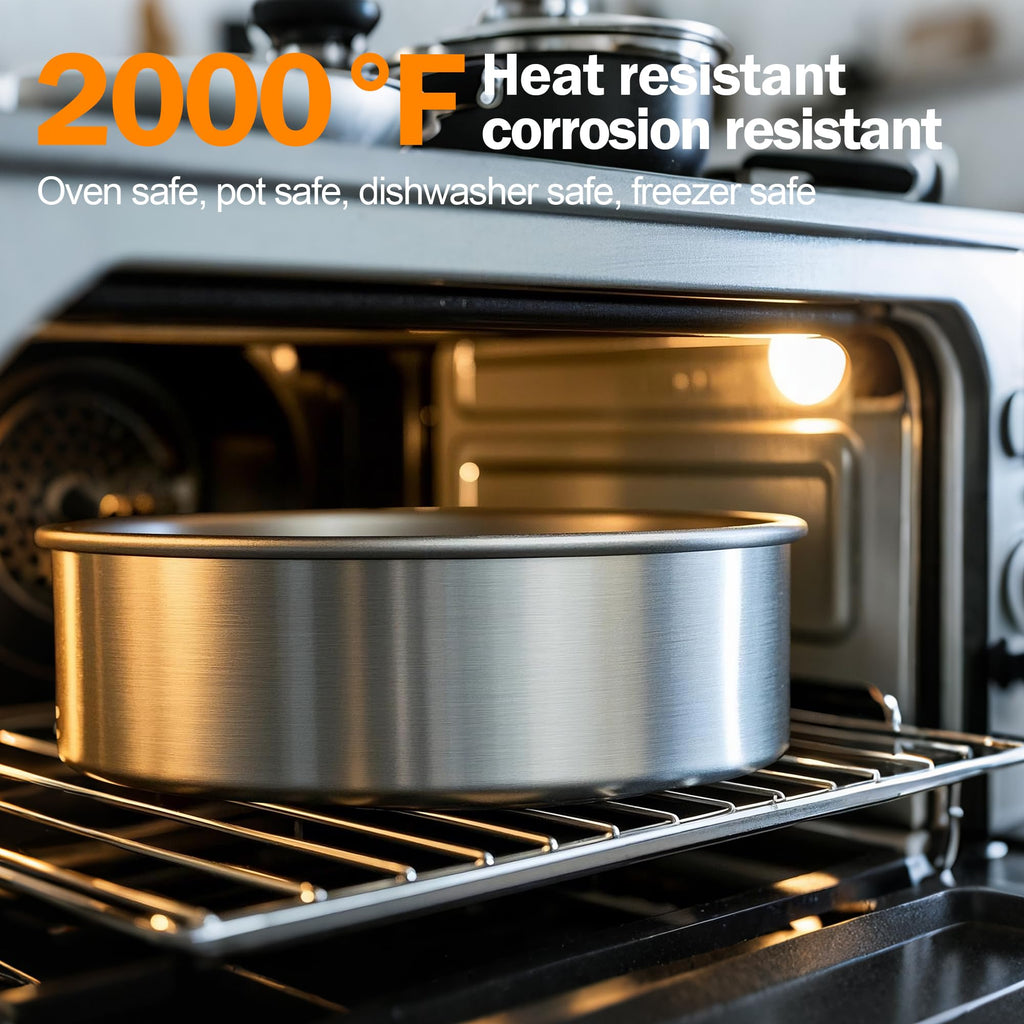 Fcgbdbz 8 Inch Cake Pan Set of 2, Stainless Steel Baking Pan Round Cake Mold for Layered Cakes, No Coating Smash Cake Pans Cake Mold, Mirror Finish Dishwasher Safe Cake Pans Sets for Baking