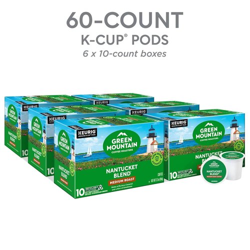 Green Mountain Coffee Roasters Nantucket Blend - Medium Roast K-Cup Pods | 60 Count (6 Packs of 10)