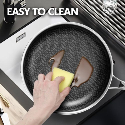 LigtSpce Non Stick Frying Pans, 11.9 inch Hybrid Frying Pans Nonstick,non stick Stainless Steel Skillets, Dishwasher/Oven Safe Cookware, Induction Compatible, PFOA Free Cookware