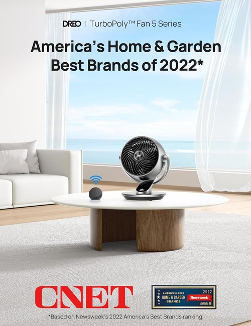 DREO Smart Fan - 120° Vertical & 90° Oscillating Air Circulator | 13-Inch Quiet Fan with Remote & 12H Timer