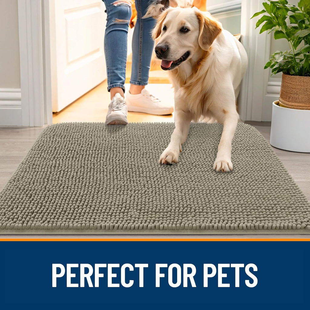 OLANLY Dog Door Mat - Absorbent Non-Slip Washable Doormat for Muddy Paws | 35x24 Warm Taupe