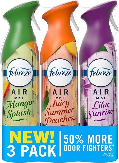 Febreze Air Mist | Odor-Fighting Room Spray | Lilac Sunrise, Summer Peaches & Mango Splash | 8.1oz (Pack of 3)