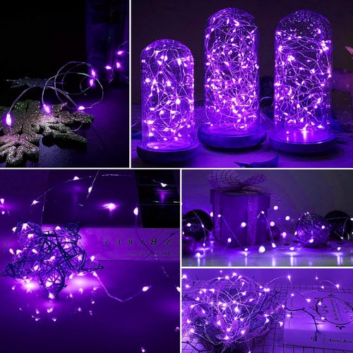 AIKEI 24 Pack LED Fairy Lights - Waterproof 7 Feet String Lights for Wedding, Party, & Garden Decor - Purple