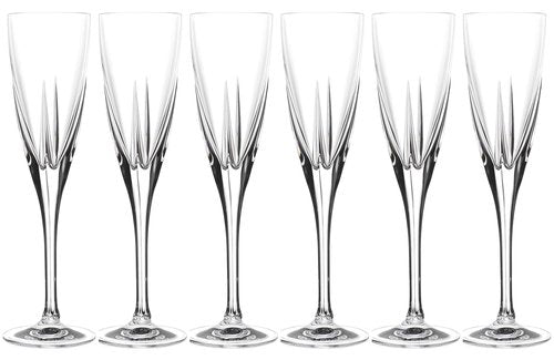Barski Toasting Flute Glass -Champagne - Flutes - Set of 6 Flute Crystal Glasses - Wedding Toasting Flutes - Designed - 5.75 oz Made in Europe