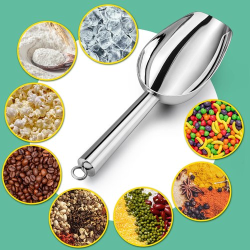 LIANYU Small Ice Scoop Set of 8, 3 Ounce Stainless Steel Scooper for Freezer, Mini Food Scoops for Ice Cube, Bean, Pet Food, Utility Scooper for Canisters Kitchen, Mirror Finish