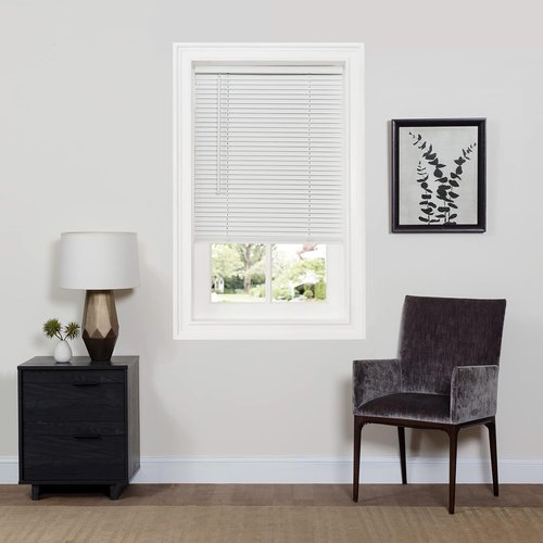 Achim Home Decor Cordless Mini Blinds - Room Darkening, 27" W x 64" L, 1" Slat - Pearl White