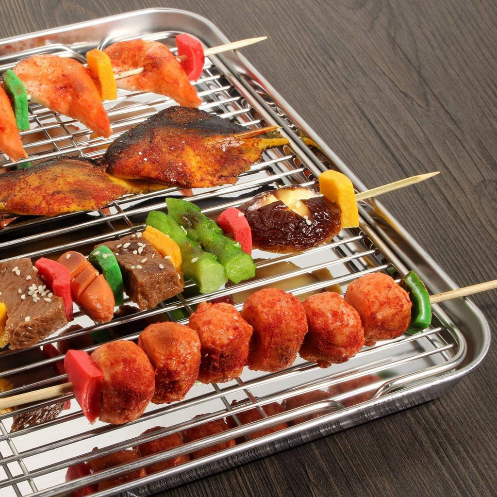 Yododo Baking Sheet Set - Stainless Steel Cookie Sheets with Cooling Racks | Heavy Duty & Easy Clean - 17½ Inch