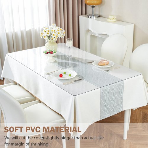 LovePads Clear Table Cover Protector 42 x 68 Inch, 1.5mm Thick Plastic Table Cover, Table Protector for Dining Room Table, Waterproof Vinyl Tablecloth Table Pad Mat for Kitchen, Dresser, Writing Desk