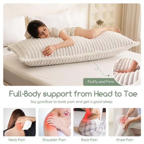 HIGOGOGO Memory Foam Body Pillow, Thickened Large Long Bed Pillow for Adults, Full Body Pillow with Removable Pillow Cover(20x54 Inch)