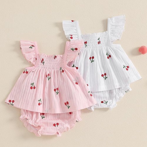 Mubineo Baby Girl Summer Outfit Set - Cute Ruffle Tops & Shorts - Infant Toddler Princess Style